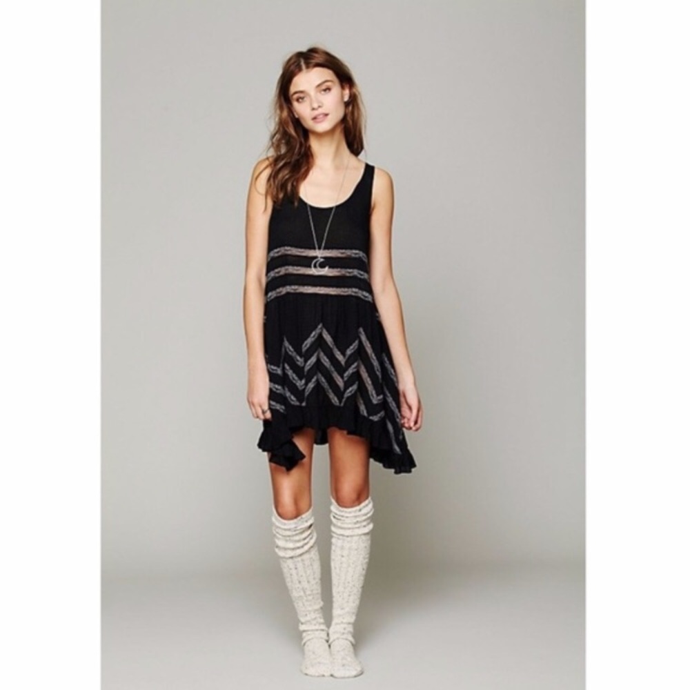 Free People Black Polka Dot Slip Dress Size M
